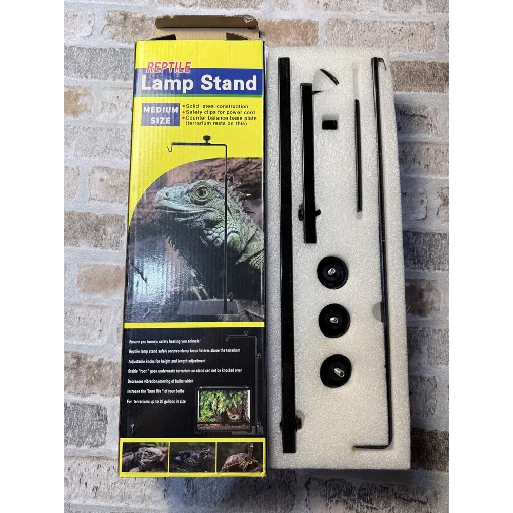 Medium Reptile Lamp‎ Stand Adjustable Steel Support for Terrariums up to 20 Gal
